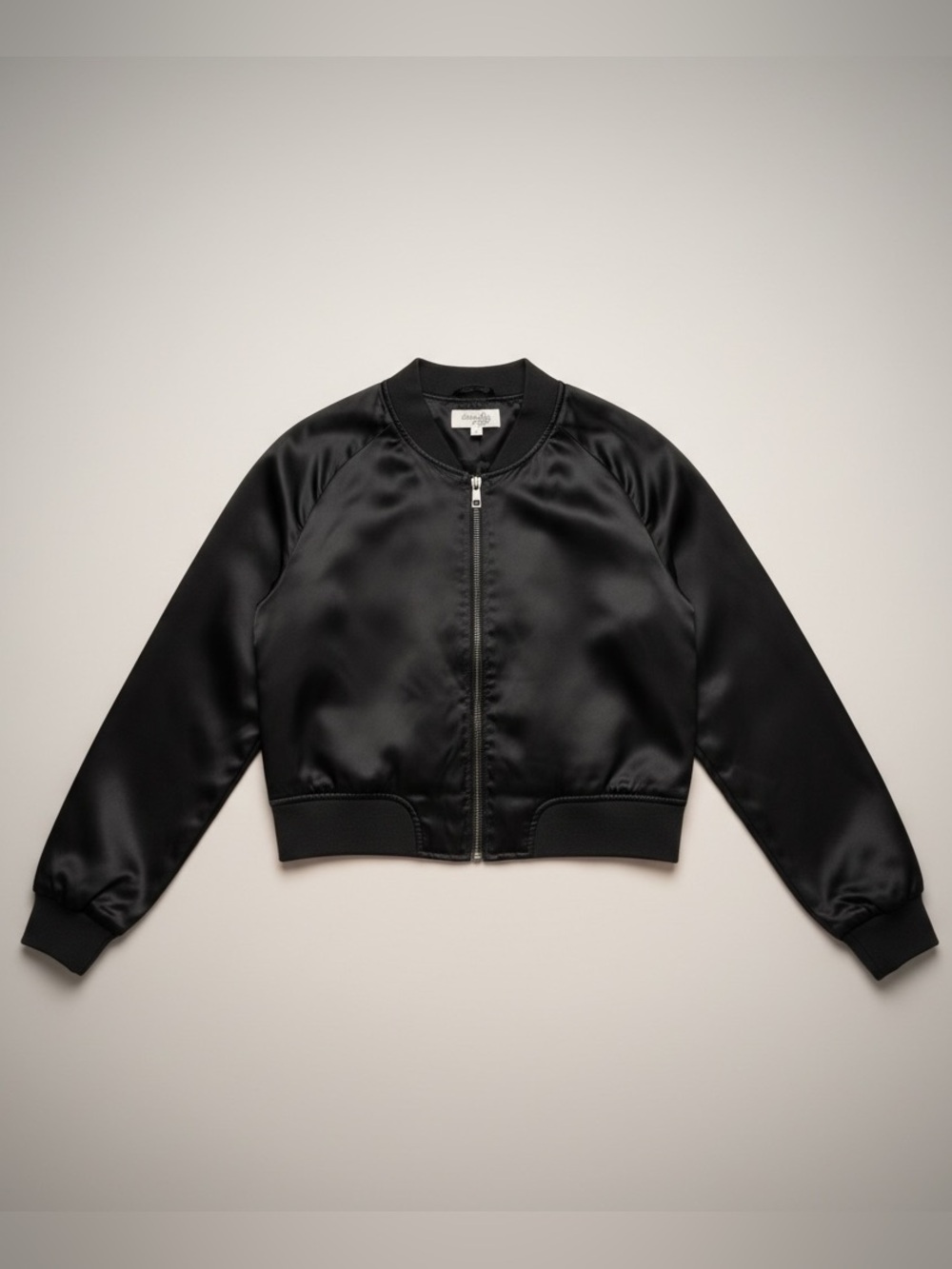 Y2K Black Satin Bomber Jacket